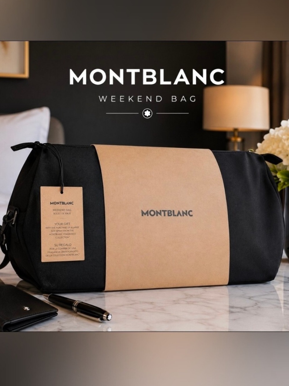 Montblanc Black Duffel Tote with Webbed Straps